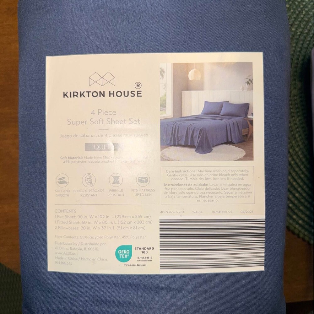 KIRKTON HOUSE 4 Piece Super Soft Sheet Set QUEEN